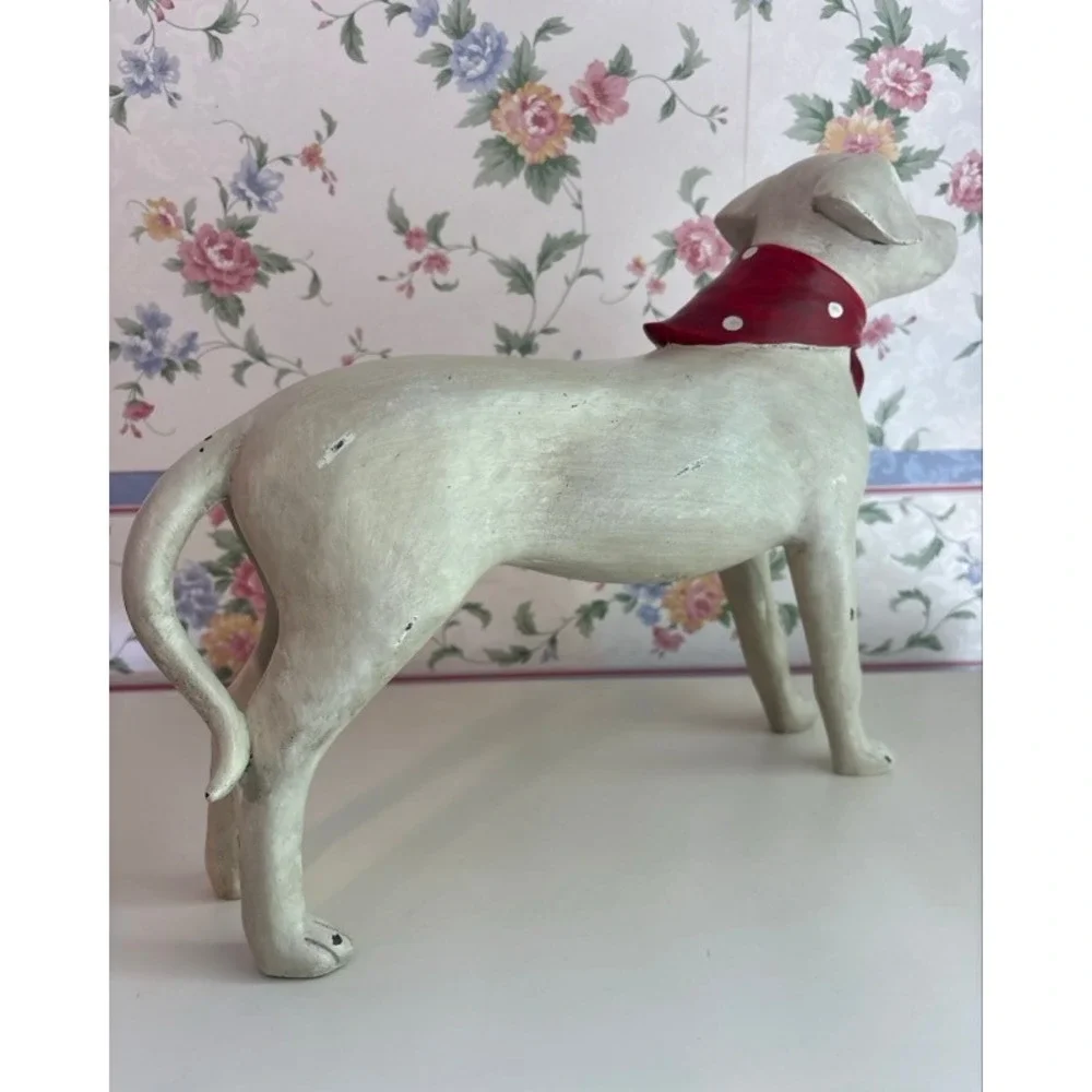 Rustic Standing Dog Figurine with Red Polka Dot Bandana Farmhouse Decor 14in - Picture 3 of 11